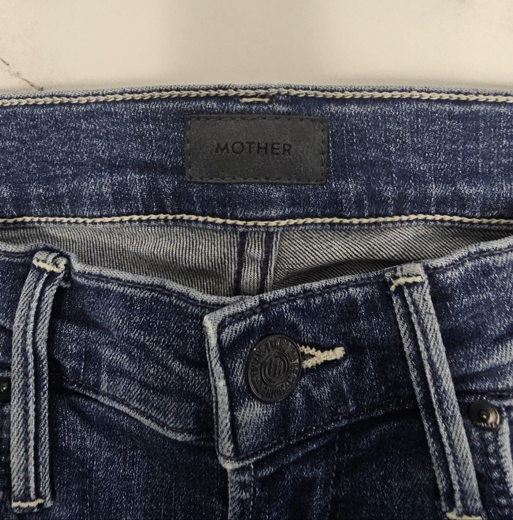 MOTHER The Mid‎ Rise Dazzler Ankle Straight Leg Blue Jeans 25 Preowned - Picture 8 of 11